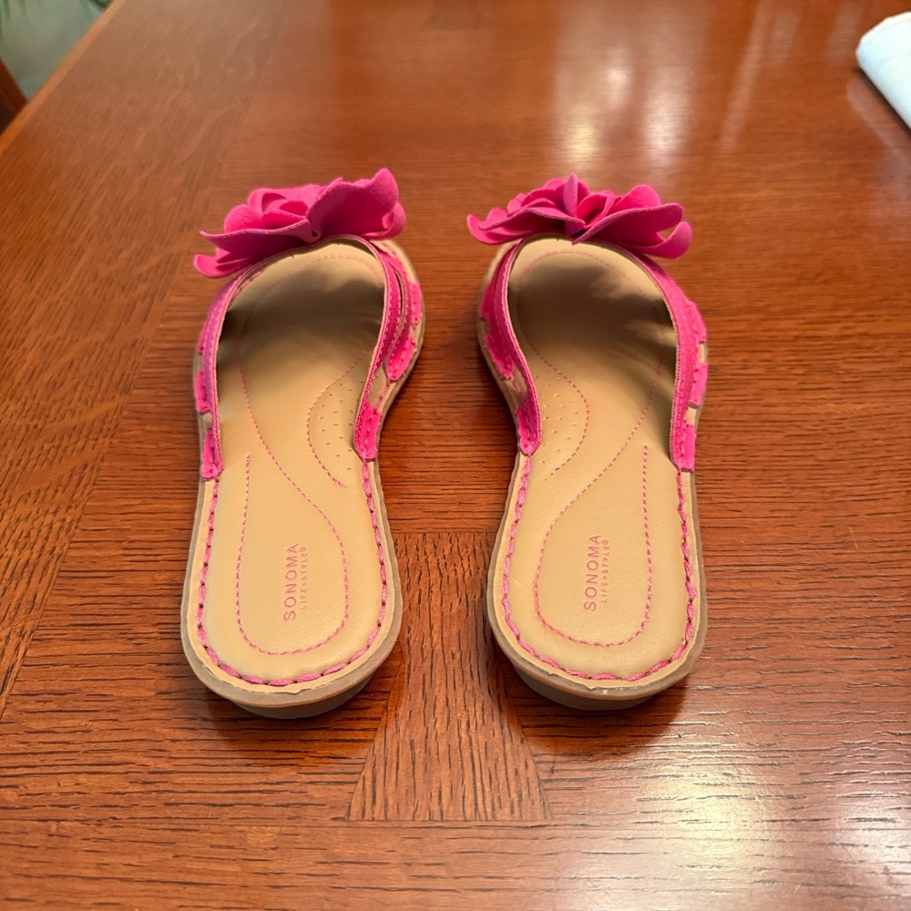 SONOMA Hot Pink Floral Layered Slide Sandals for Women - Picture 12 of 12
